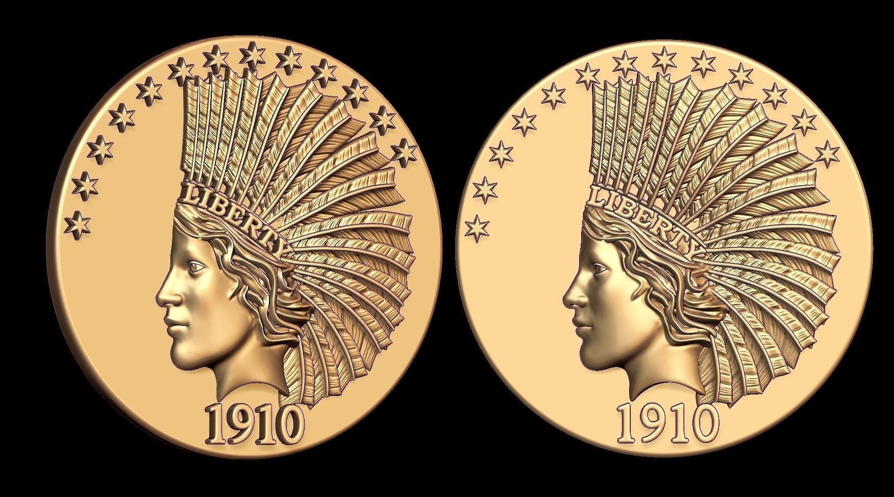 Liberty Coin 1910 3D print model_7