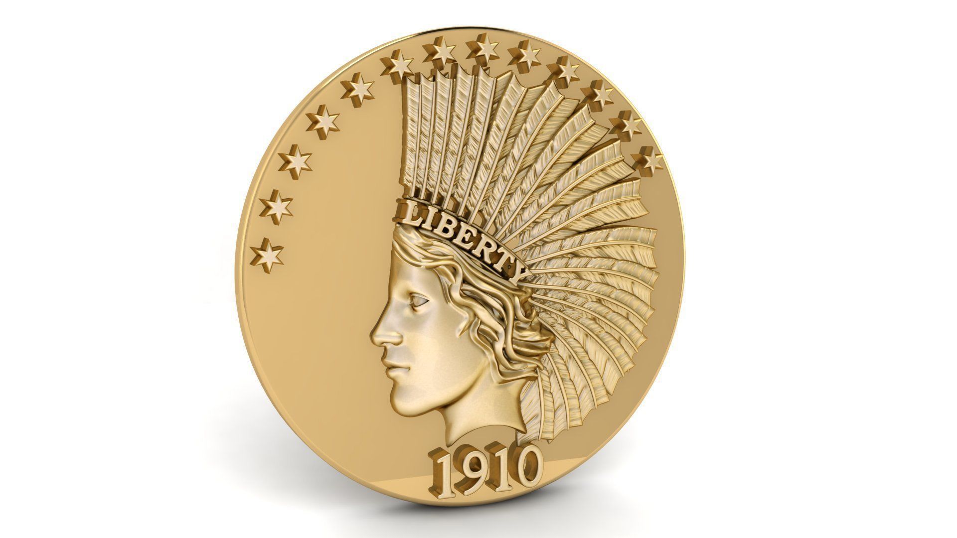 Liberty Coin 1910 3D print model_8
