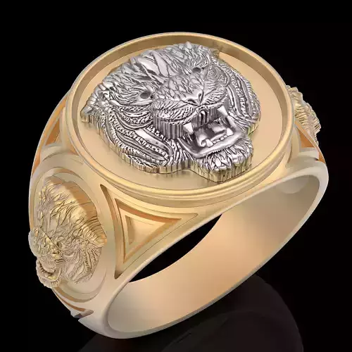 Tiger ring  gold sterling printable jewelry 3D model