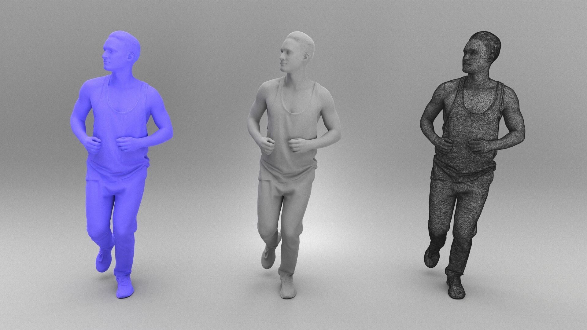 Running young man 388 Low-poly 3D model_4