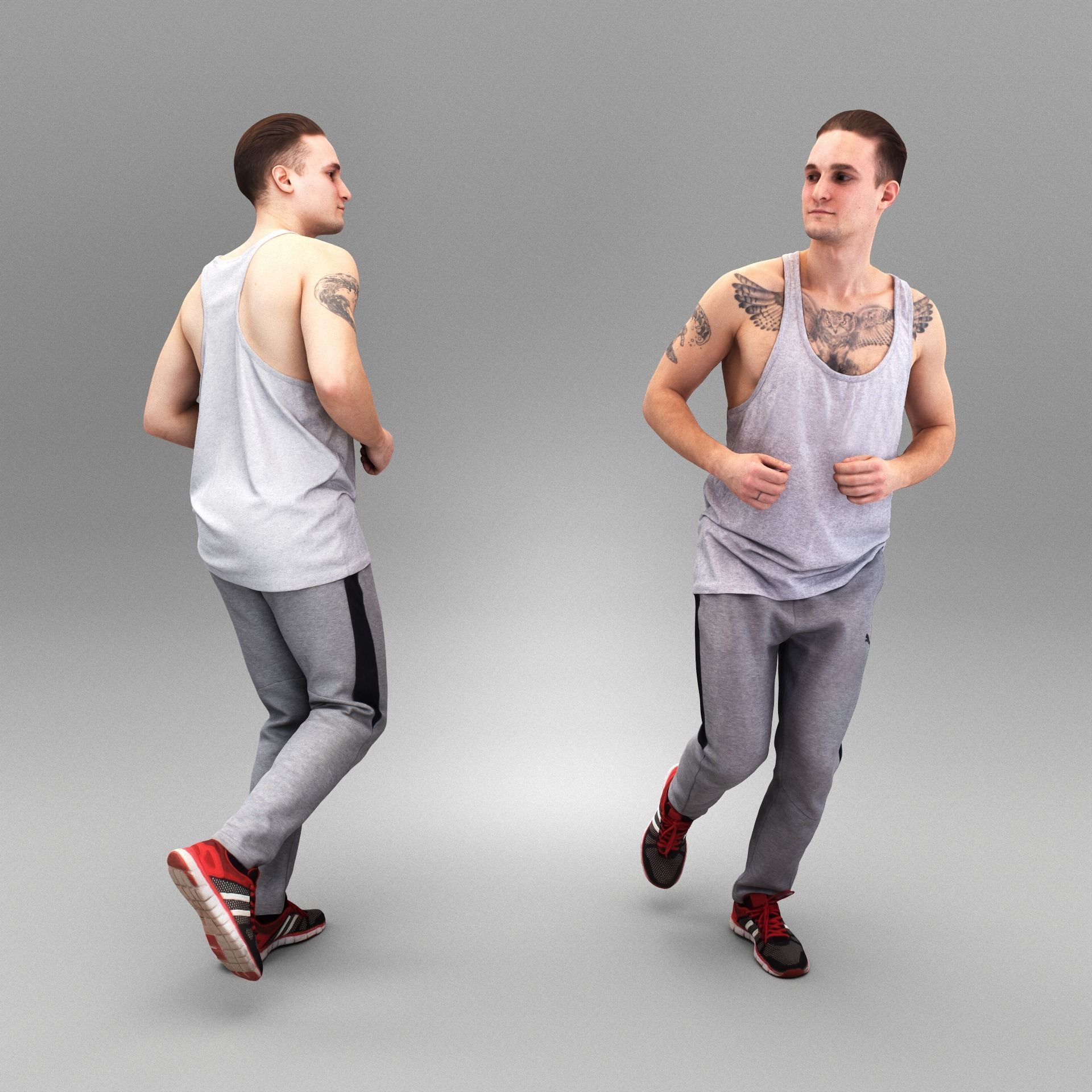 Running young man 388 Low-poly 3D model_2
