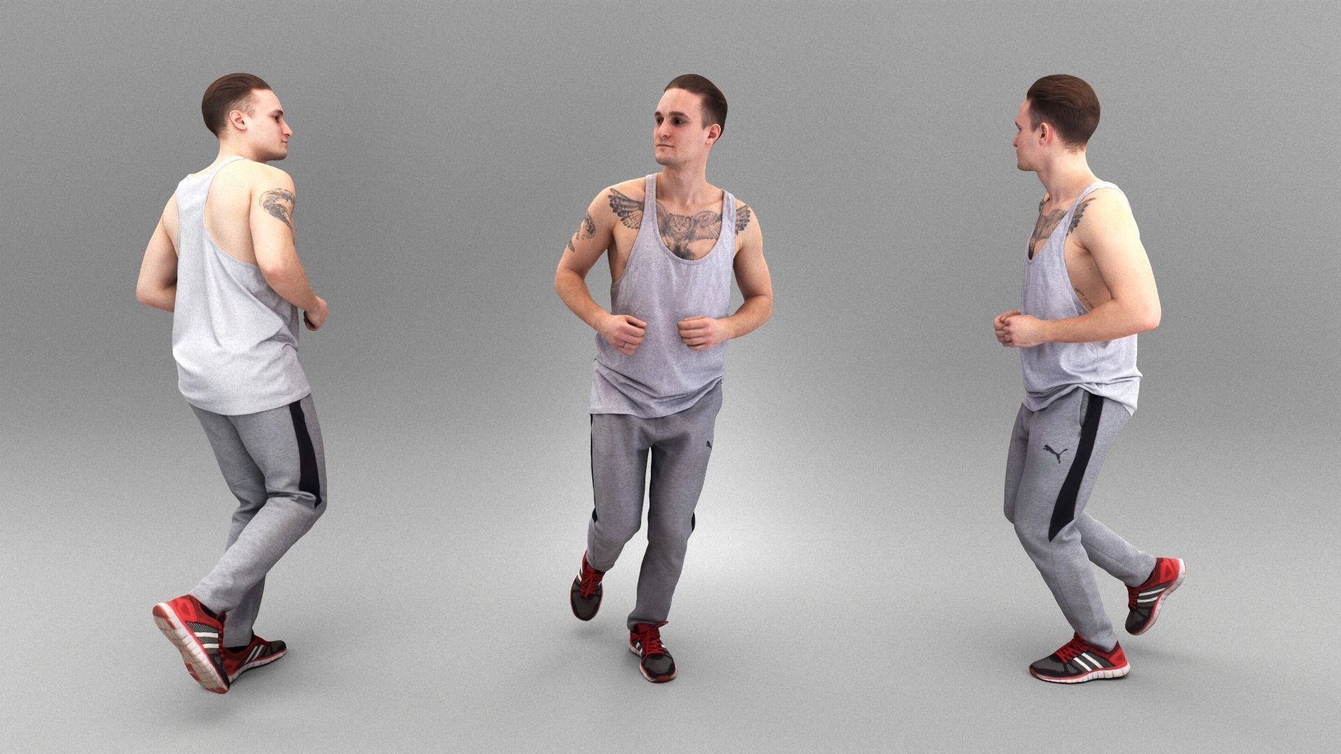 Running young man 388 Low-poly 3D model_3