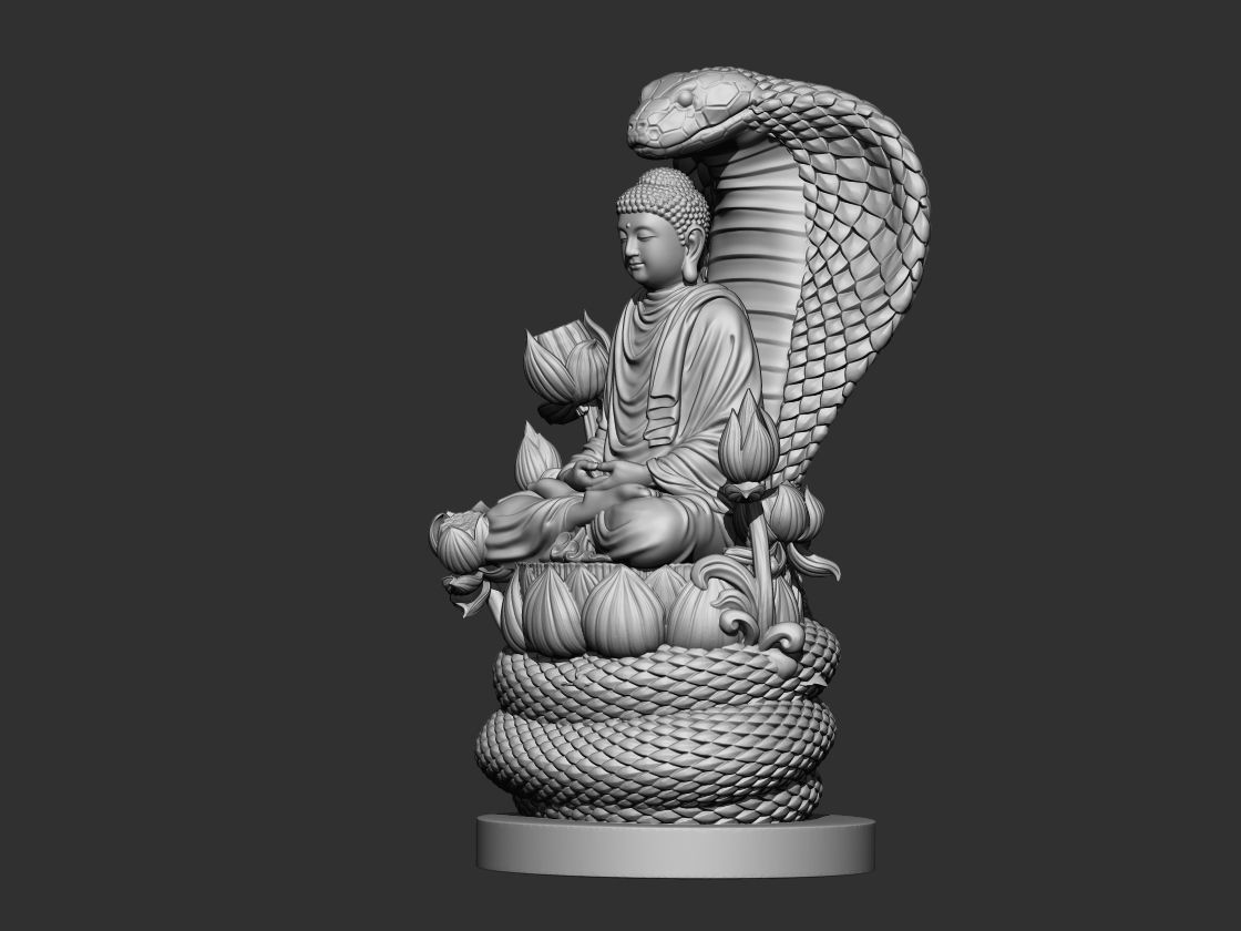 Buddha on snake 3D print model_2
