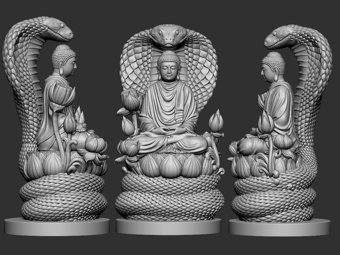 Buddha on snake 3D print model_1