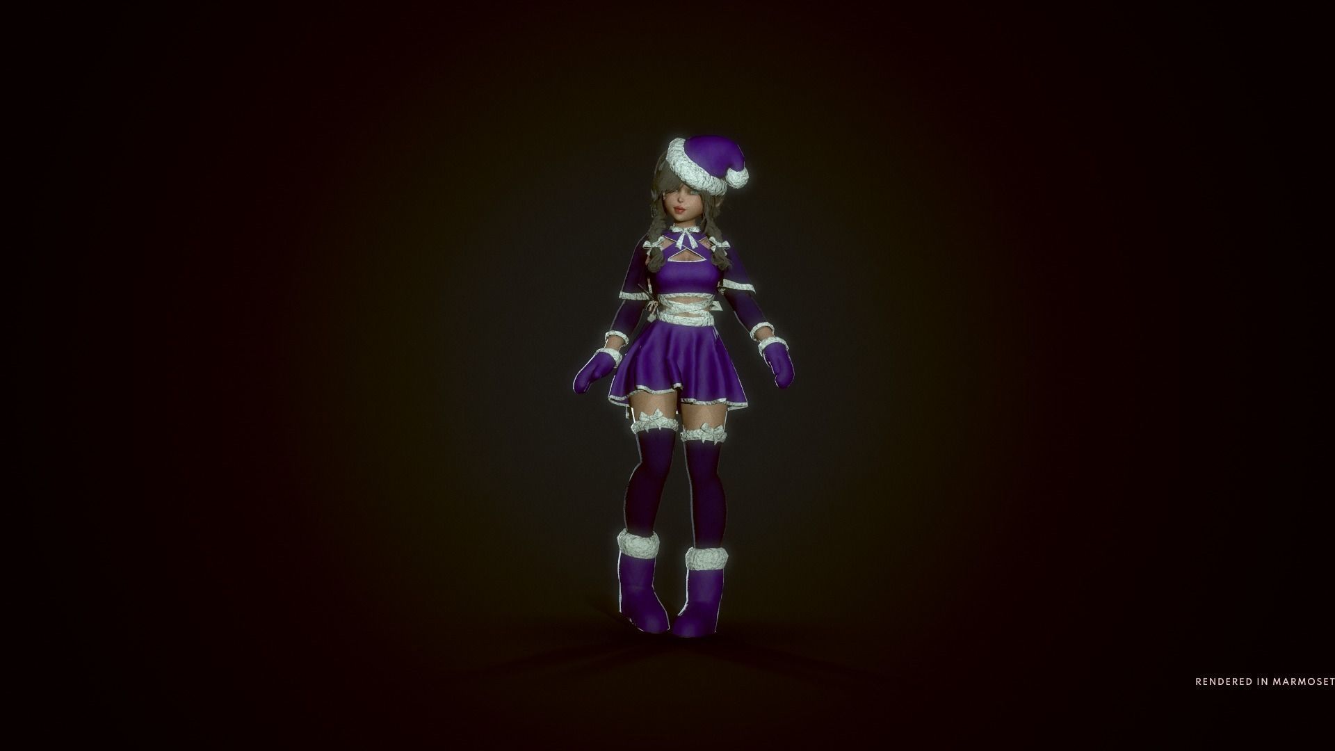 New Year Dwarf Girl Low-poly 3D model_11