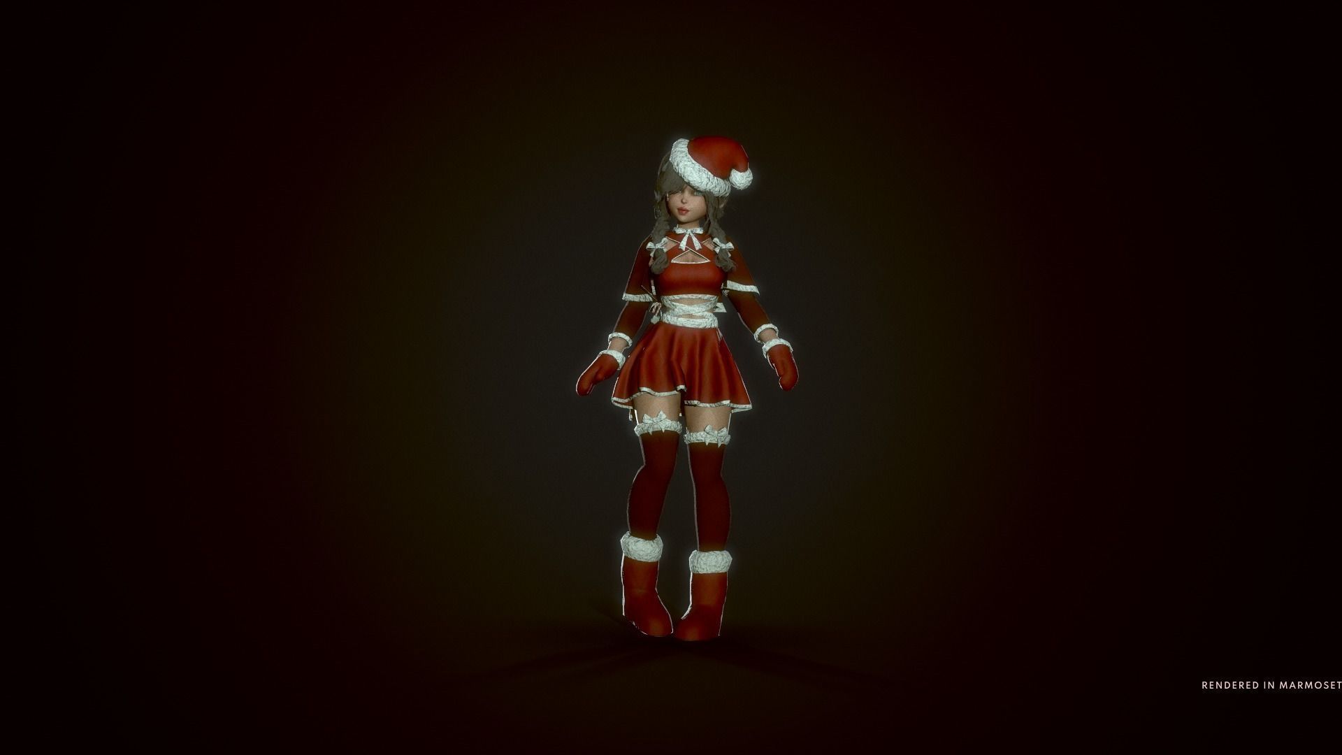 New Year Dwarf Girl Low-poly 3D model_9