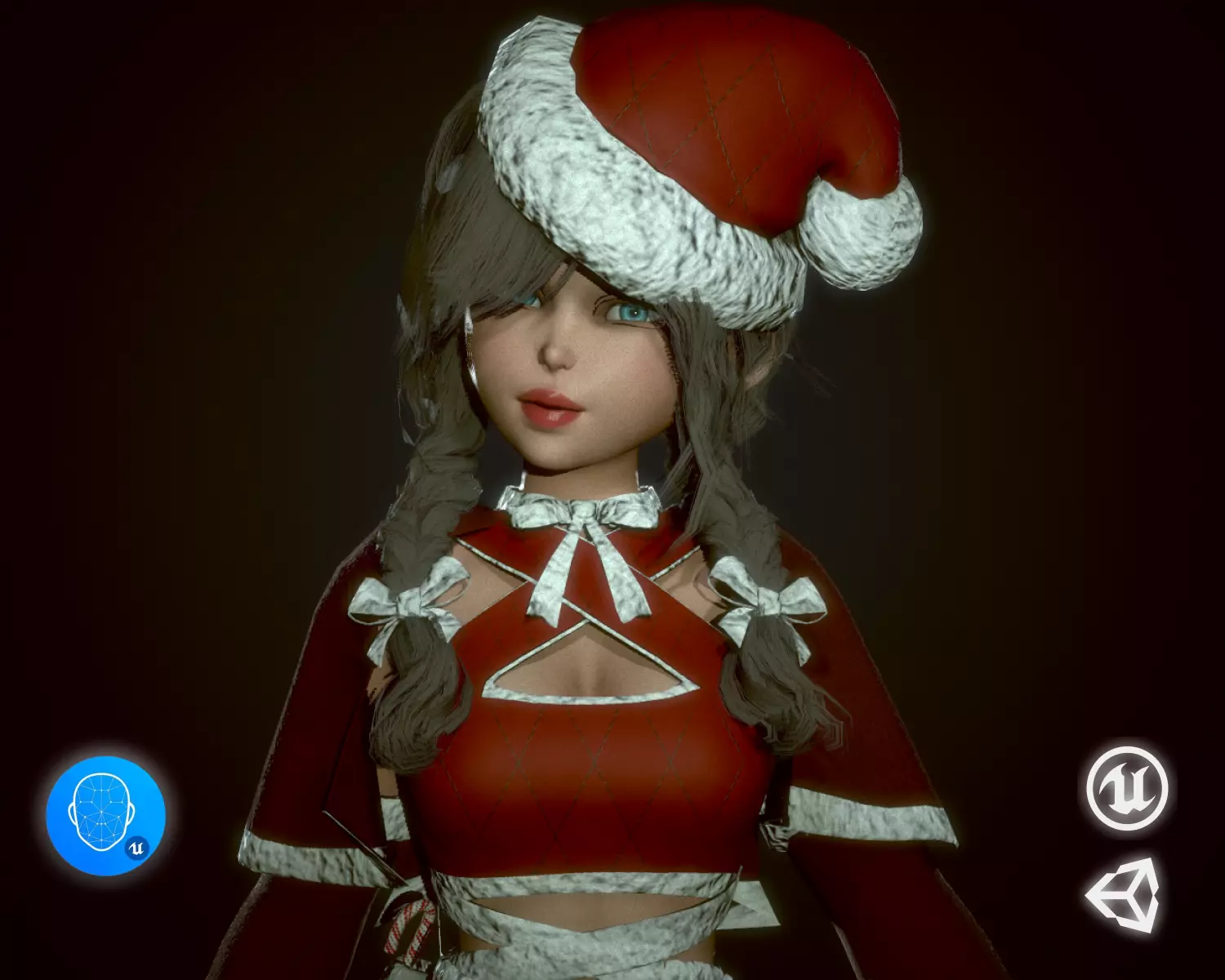 New Year Dwarf Girl Low-poly 3D model_0