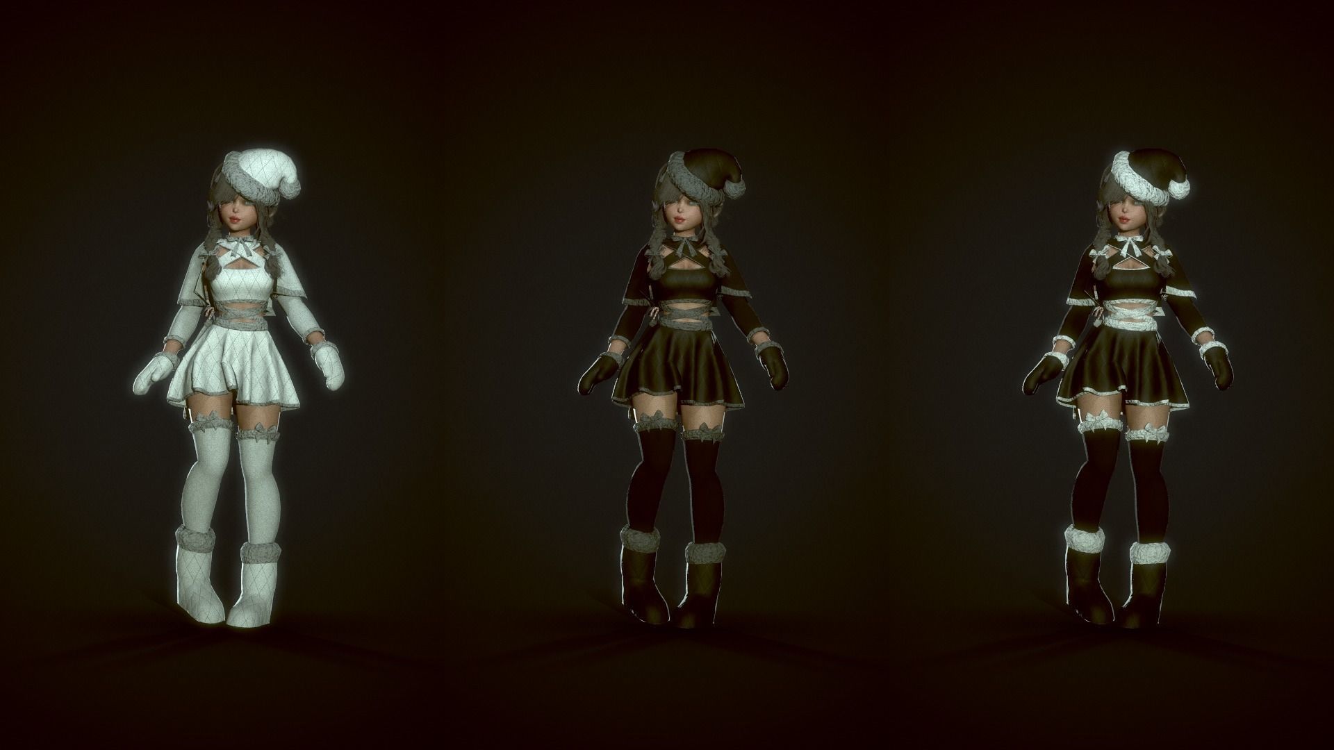 New Year Dwarf Girl Low-poly 3D model_4