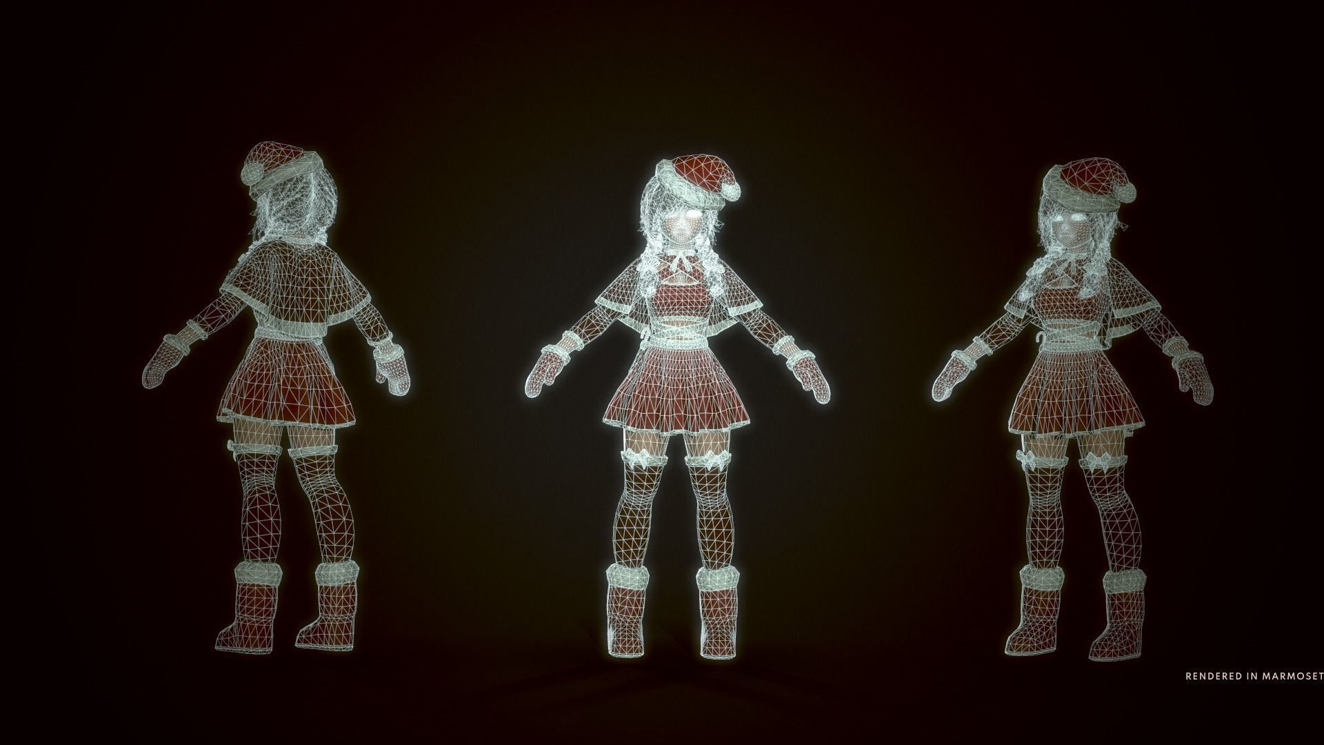 New Year Dwarf Girl Low-poly 3D model_7