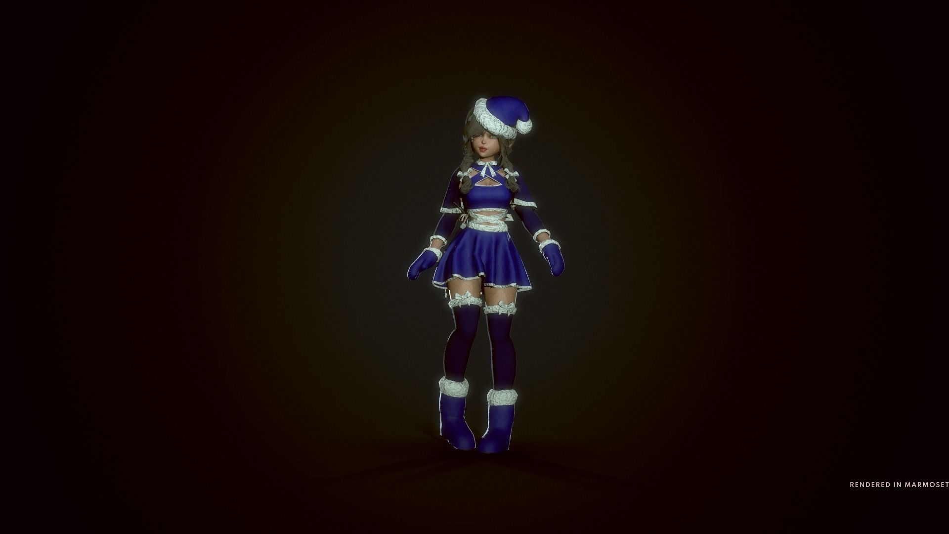New Year Dwarf Girl Low-poly 3D model_10