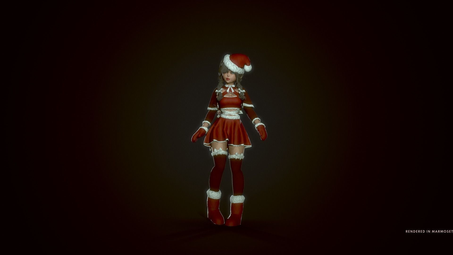New Year Dwarf Girl Low-poly 3D model_2