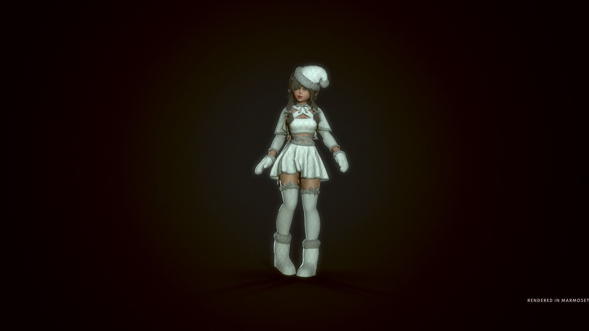 New Year Dwarf Girl Low-poly 3D model_16