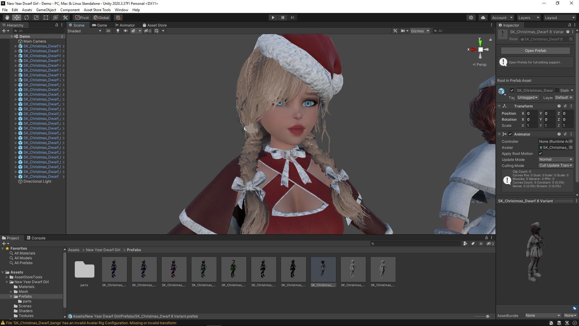 New Year Dwarf Girl Low-poly 3D model_26