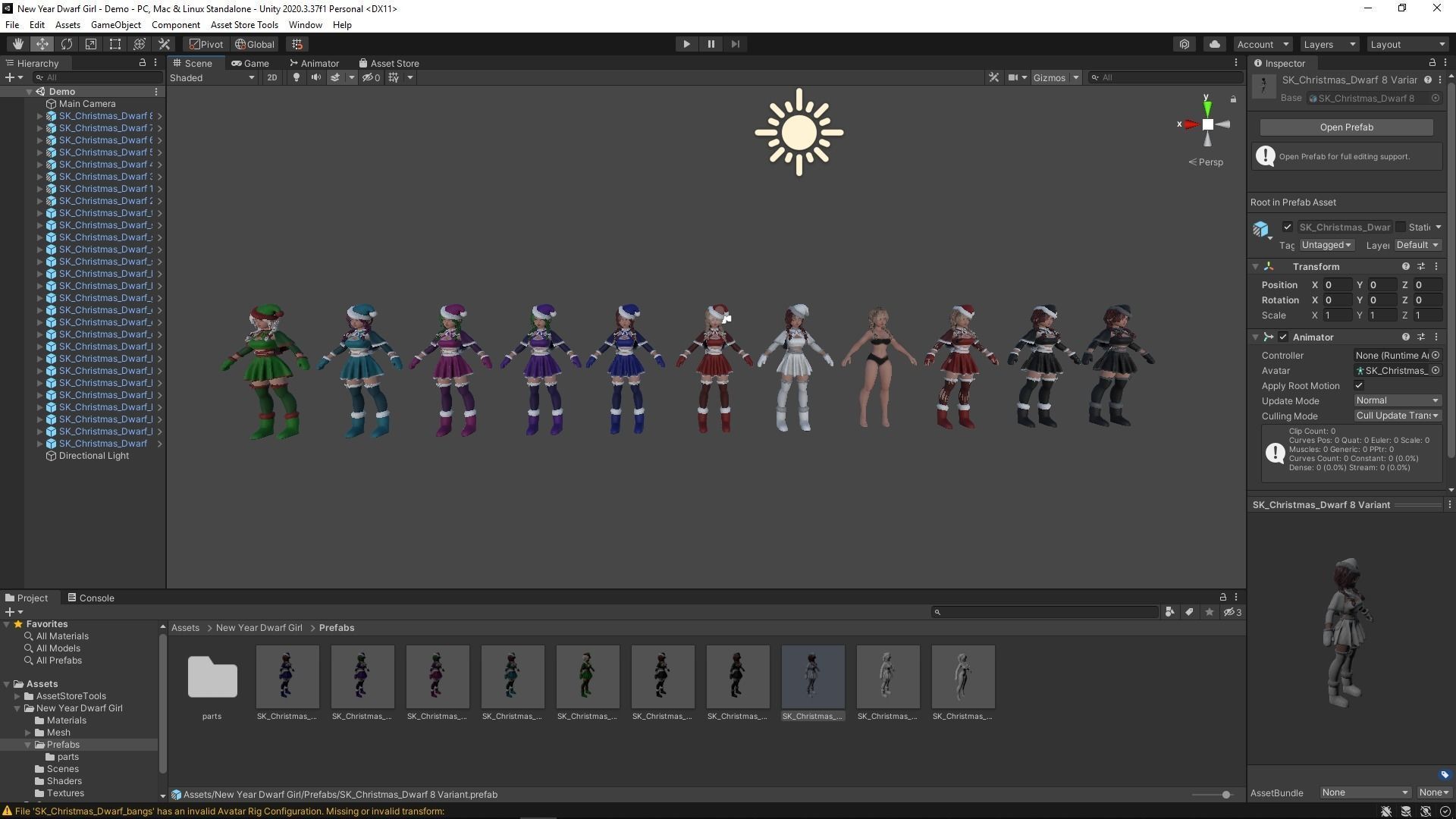 New Year Dwarf Girl Low-poly 3D model_25