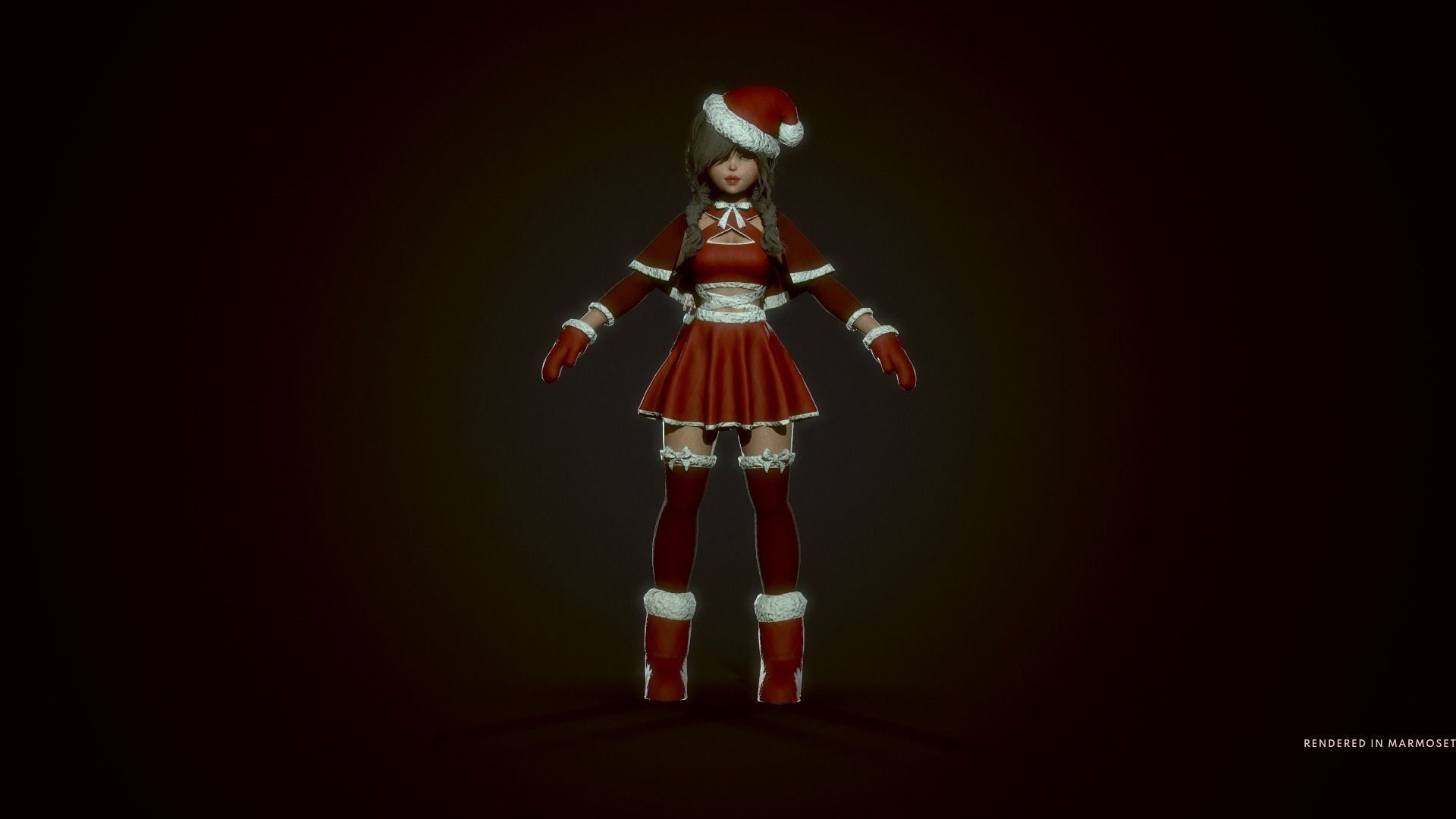 New Year Dwarf Girl Low-poly 3D model_5