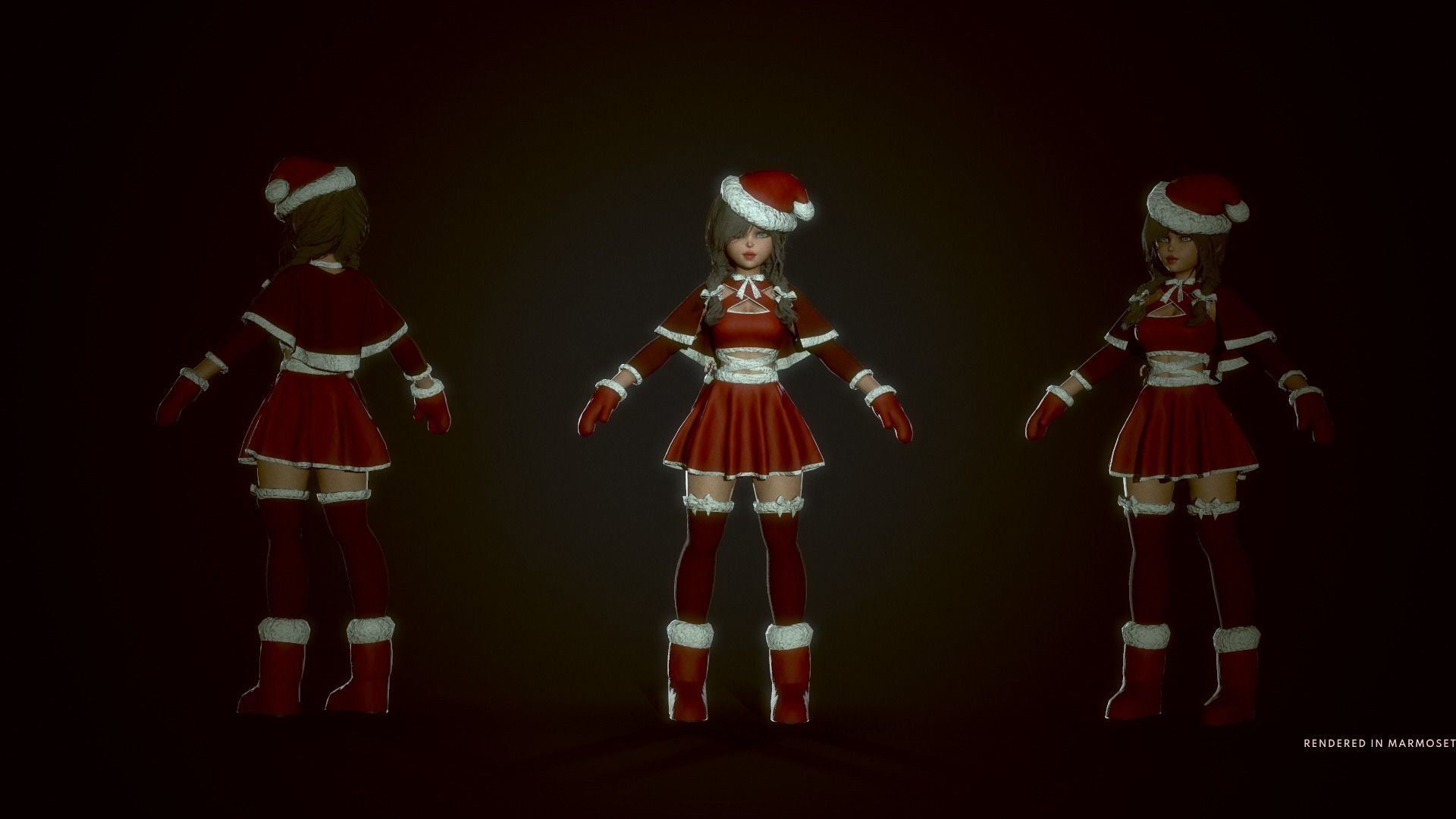 New Year Dwarf Girl Low-poly 3D model_6