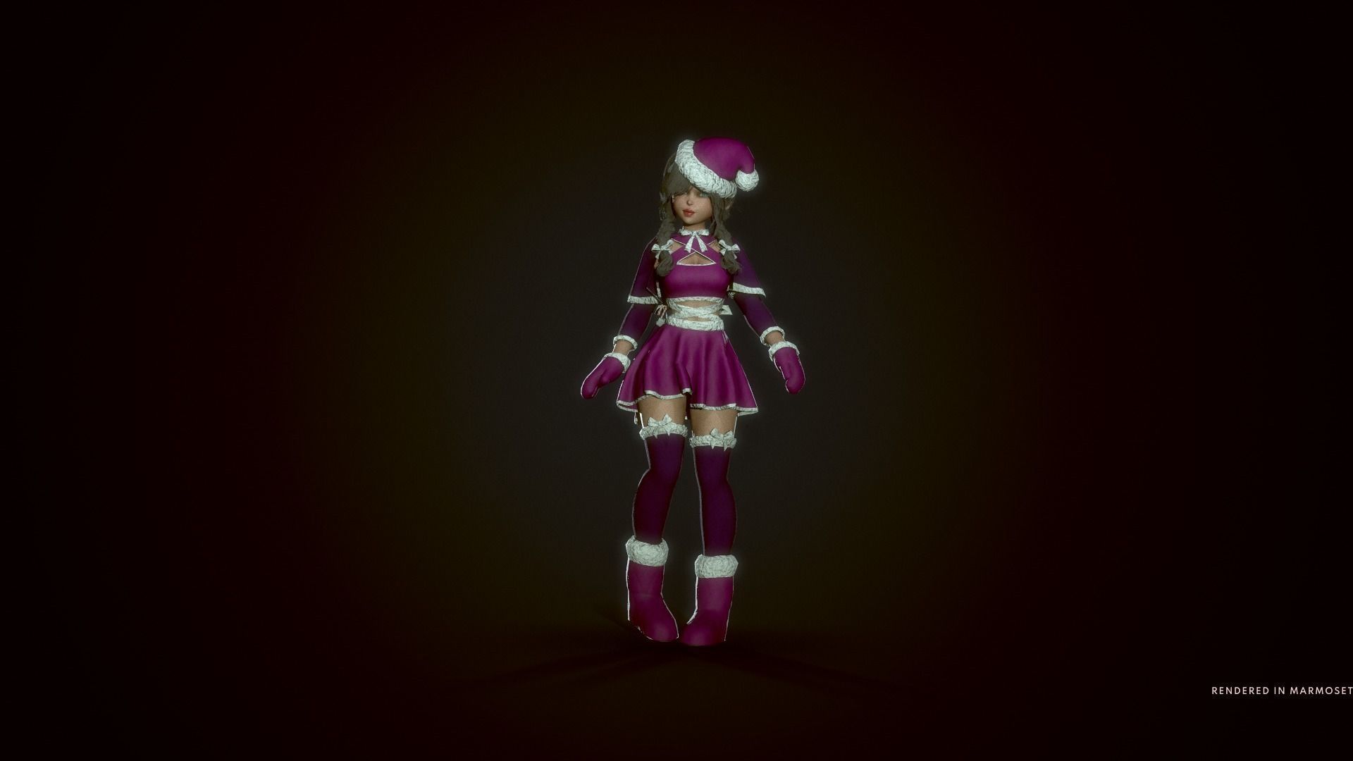 New Year Dwarf Girl Low-poly 3D model_12