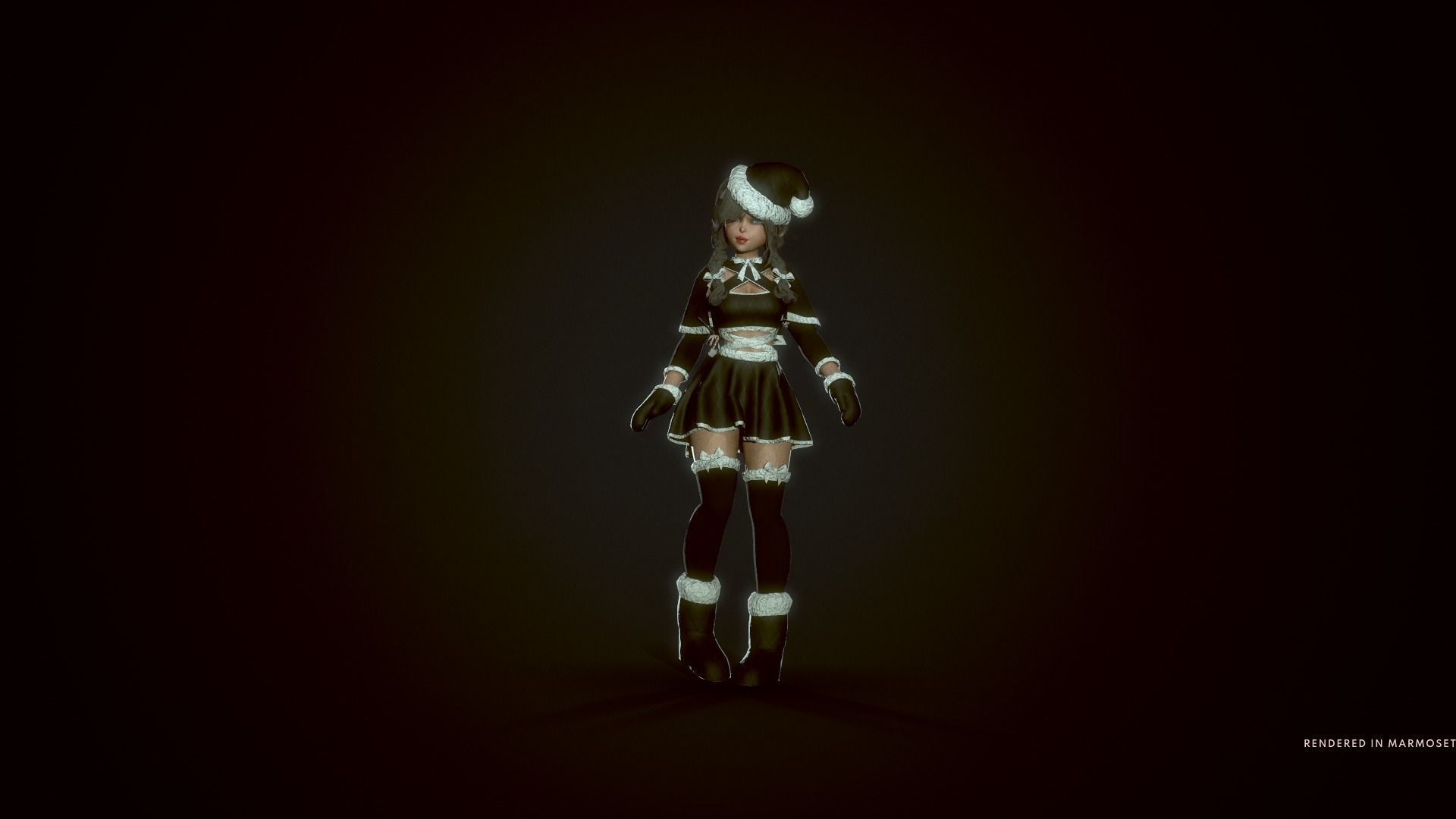 New Year Dwarf Girl Low-poly 3D model_15