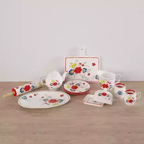 Flower Dishes Set 3D model