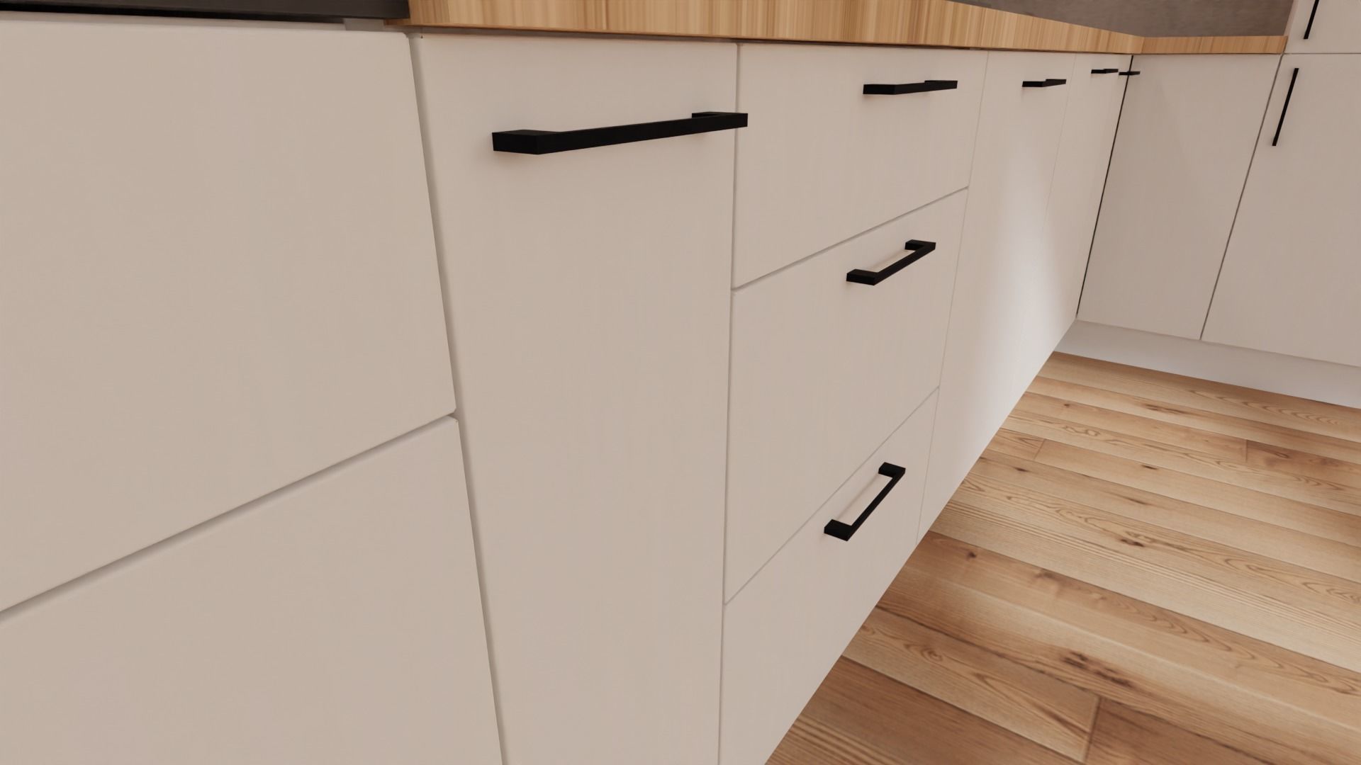 Kitchen 3d with cabinets and wooden floors 3D model_2