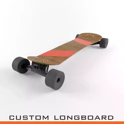 Longboard Custom Skateboard High Poly 3D Model