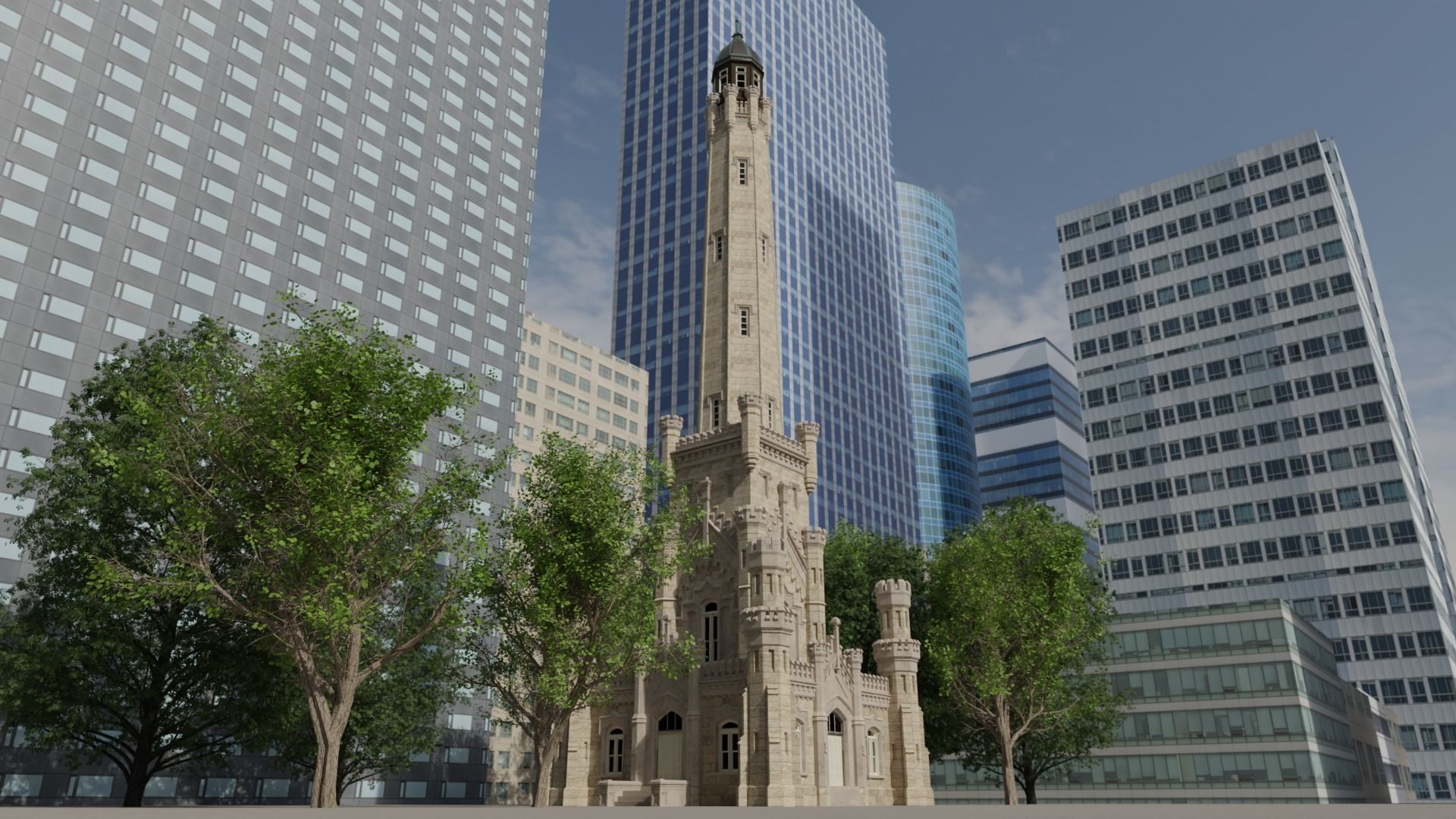 Chicago Water Tower Free 3D model_6