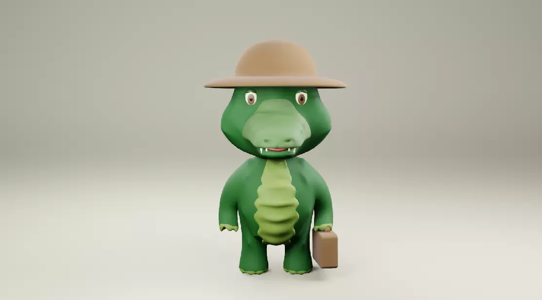 3D Crocodile Croco Cartoon Character Low-Poly 3D model Low-poly 3D model