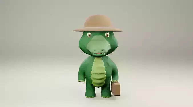 3D Crocodile Croco Cartoon Character Low-Poly 3D model
