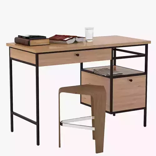 Metal Cameron Study Table 3D model