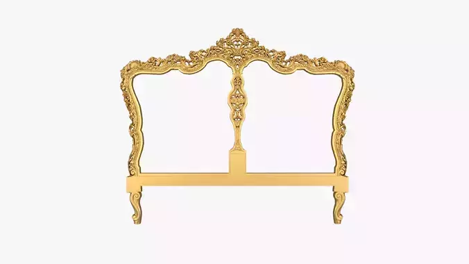 Classic Carved Bed 3D model 10