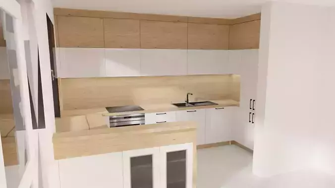 Kitchen wood and white gloss 