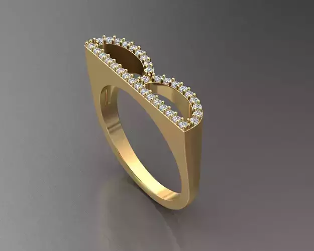 alphabet jewelry ring diamond letter B 3D print model