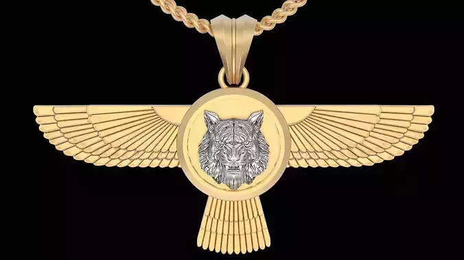 Wolf wings pendant silver gold printable jewelry 3D model
