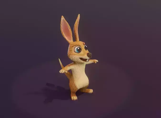 Cartoon Kangaroo Animated 3D Model
