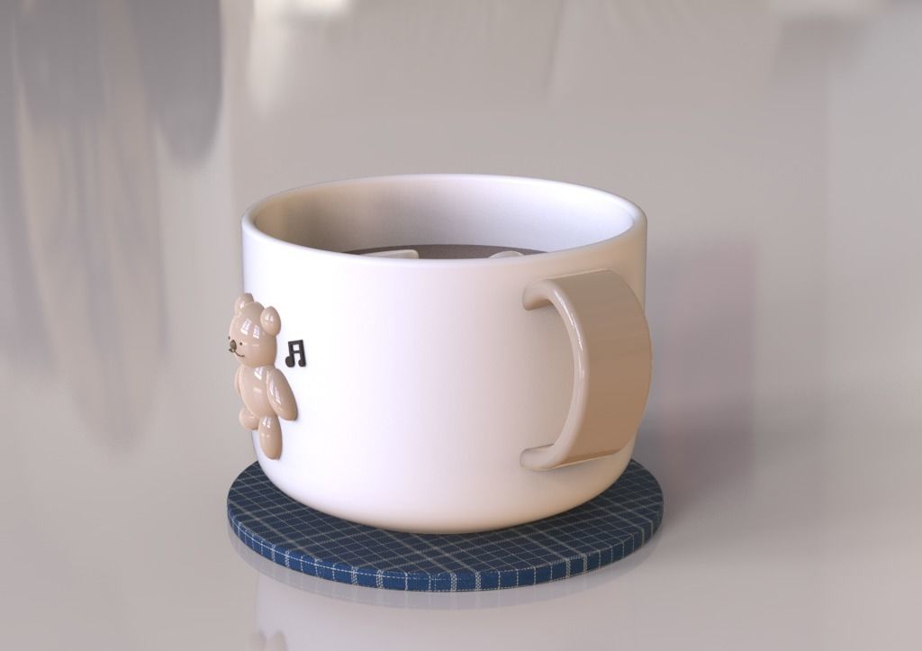 cute bear cup 3D print model_2