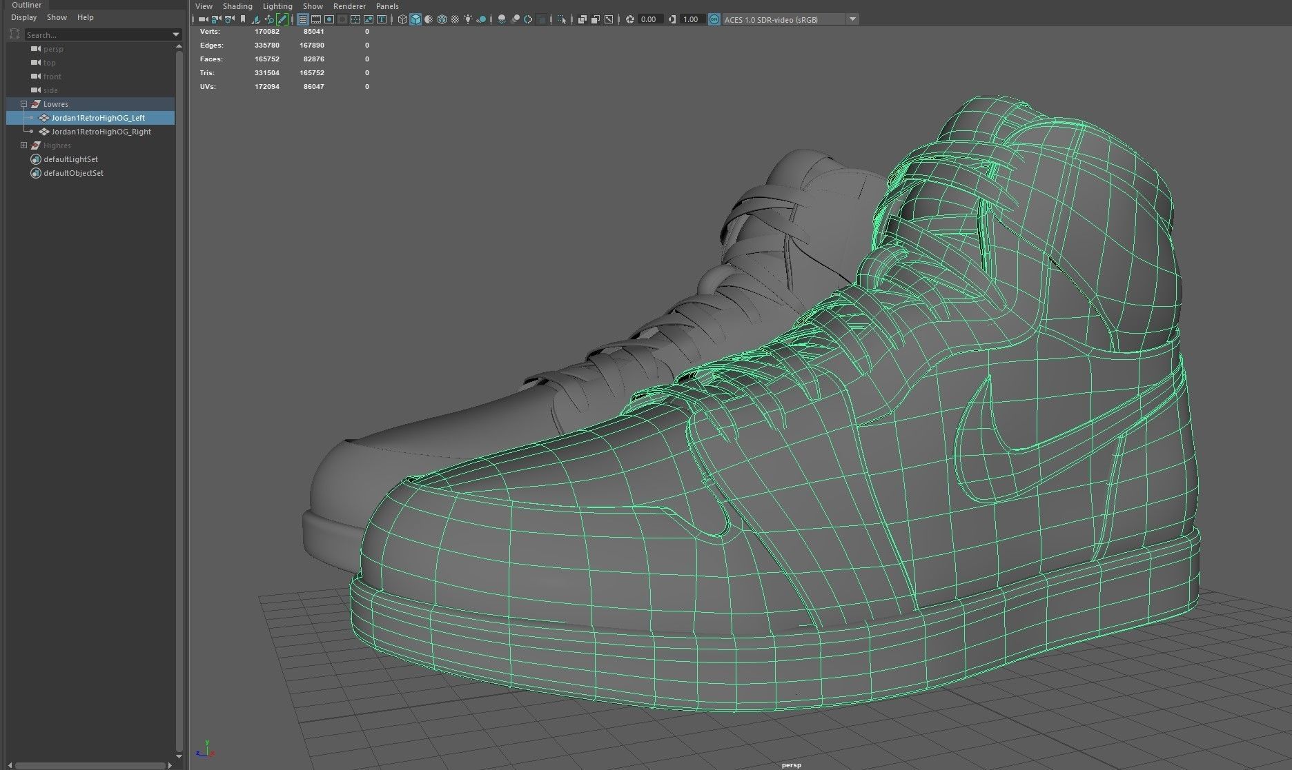 AirJordan 1 Retro HighOG Color Orange Low-poly 3D model_6