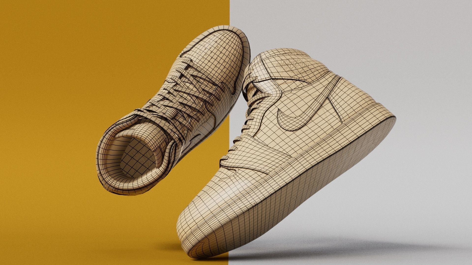 AirJordan 1 Retro HighOG Color Orange Low-poly 3D model_5