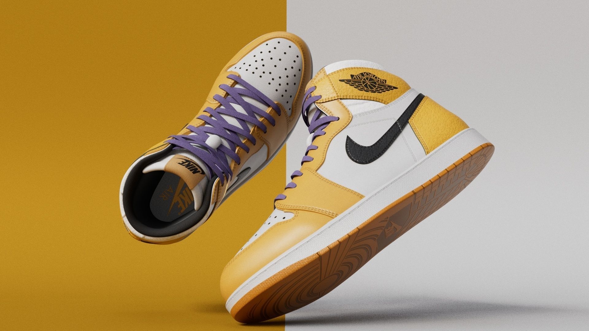 AirJordan 1 Retro HighOG Color Orange Low-poly 3D model_1