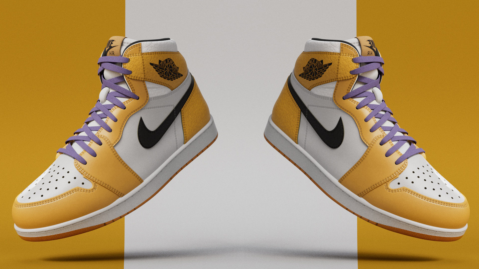 AirJordan 1 Retro HighOG Color Orange Low-poly 3D model_3