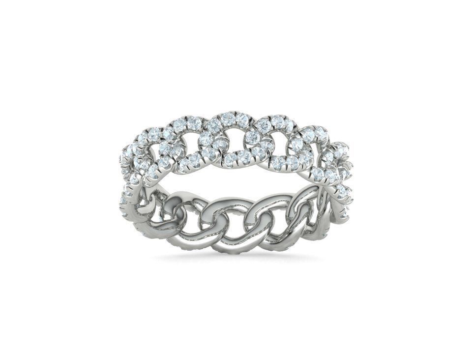 Amelia Diamond Cuban Women Ring Pave Setting 6US size 3D print model_20