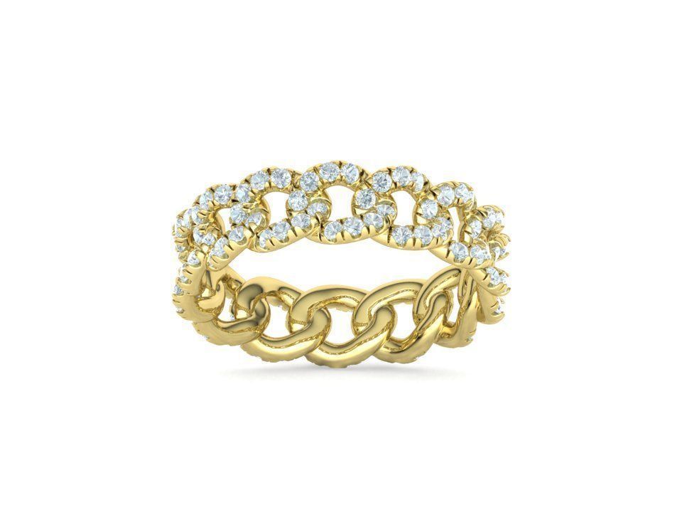 Amelia Diamond Cuban Women Ring Pave Setting 6US size 3D print model_19