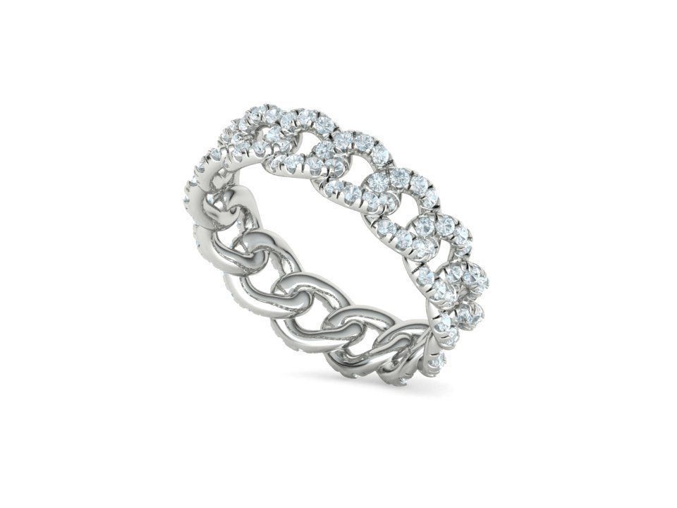 Amelia Diamond Cuban Women Ring Pave Setting 6US size 3D print model_23