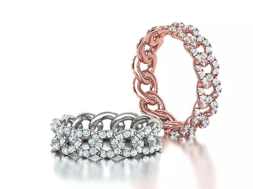 Amelia Diamond Cuban Women Ring Pave Setting 6US size 3D print model_0