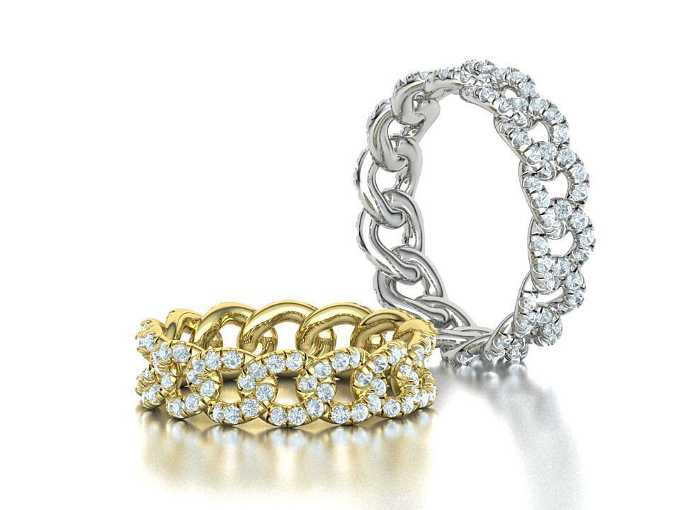 Amelia Diamond Cuban Women Ring Pave Setting 6US size 3D print model_1