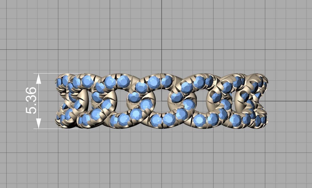 Amelia Diamond Cuban Women Ring Pave Setting 6US size 3D print model_9