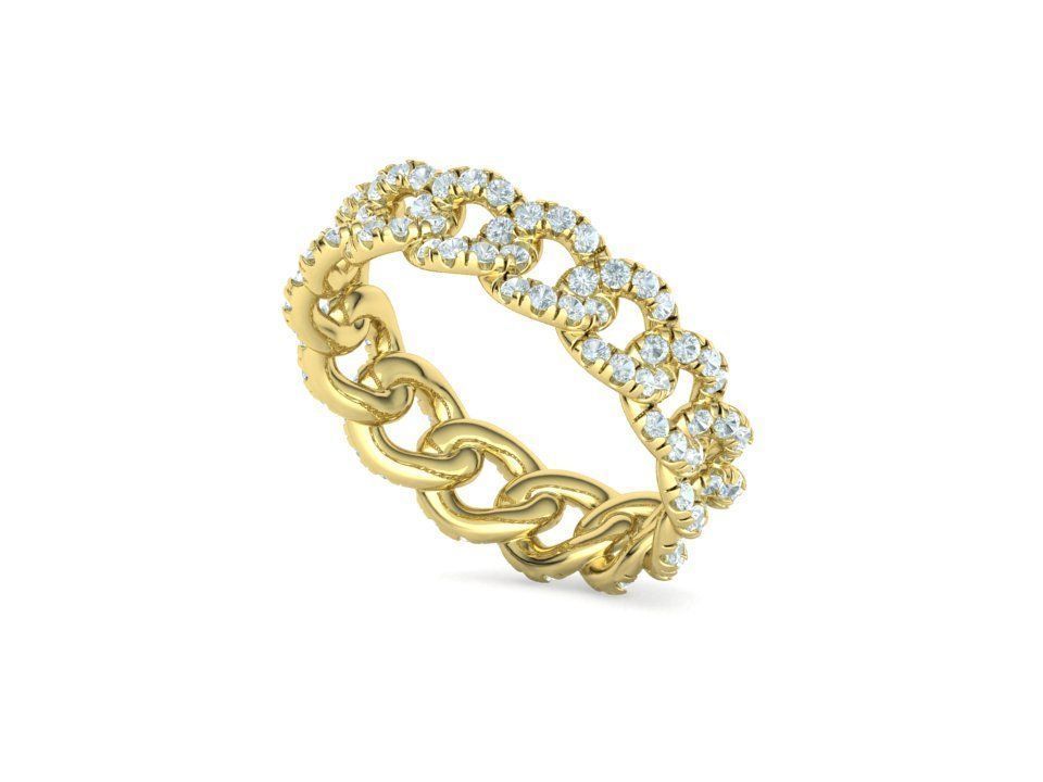 Amelia Diamond Cuban Women Ring Pave Setting 6US size 3D print model_22