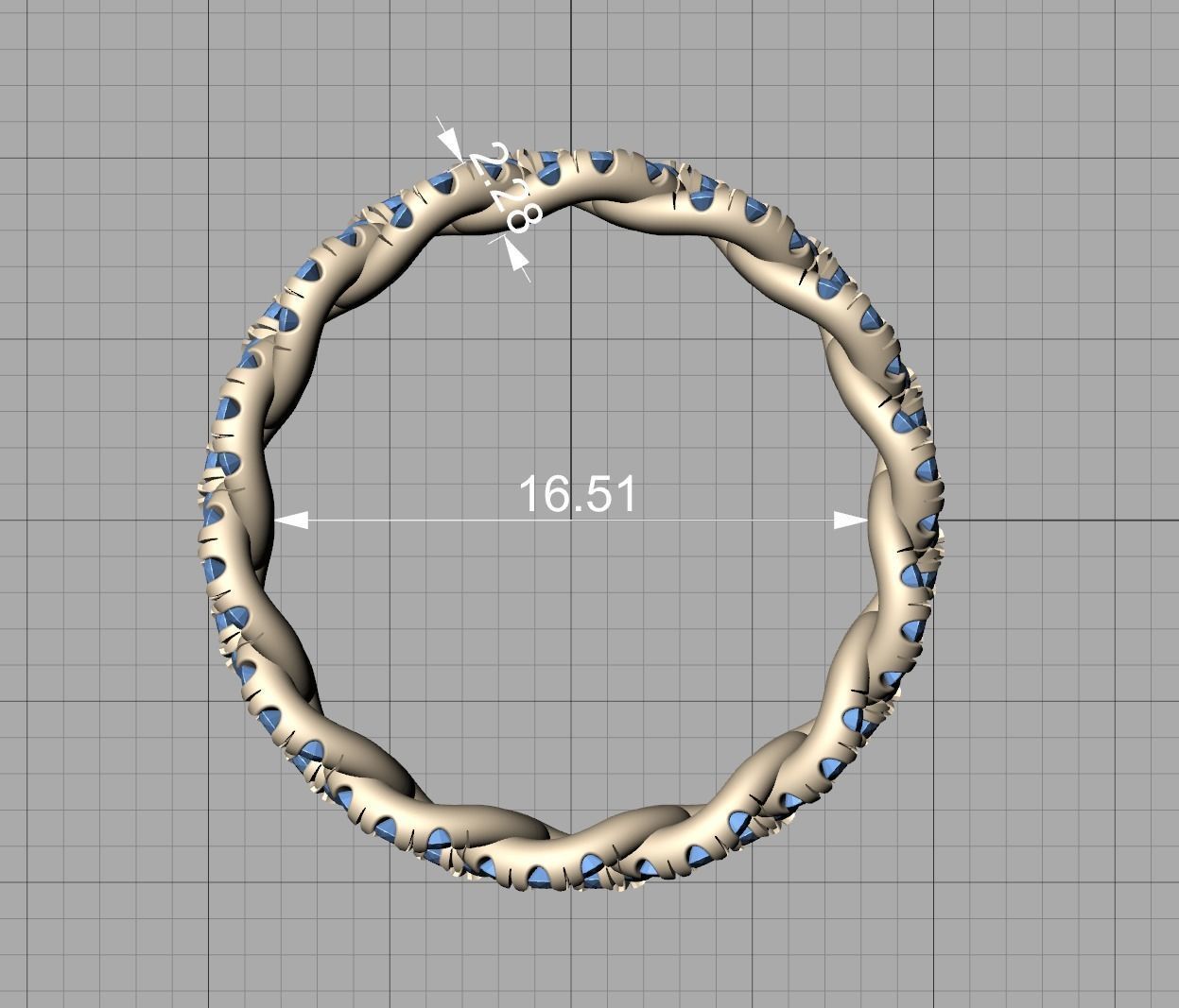 Amelia Diamond Cuban Women Ring Pave Setting 6US size 3D print model_8