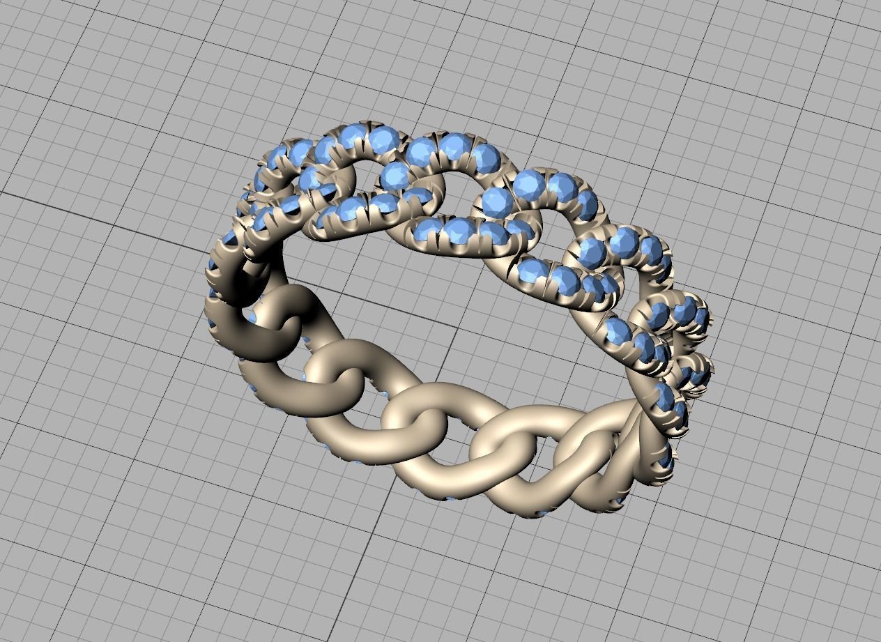 Amelia Diamond Cuban Women Ring Pave Setting 6US size 3D print model_14