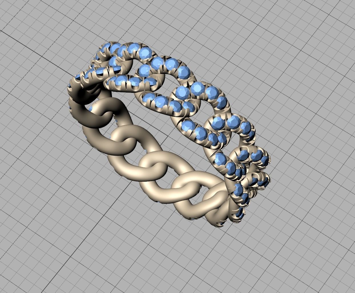 Amelia Diamond Cuban Women Ring Pave Setting 6US size 3D print model_17