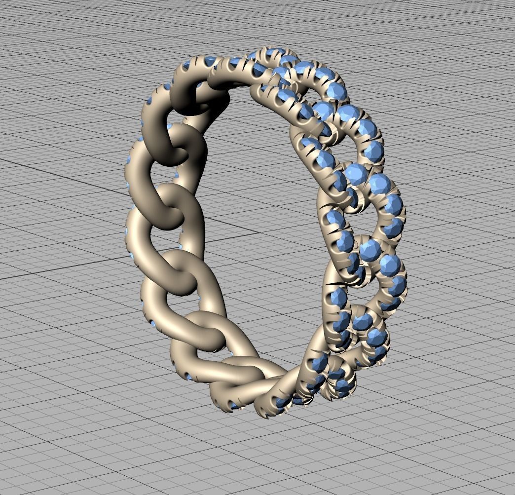 Amelia Diamond Cuban Women Ring Pave Setting 6US size 3D print model_16